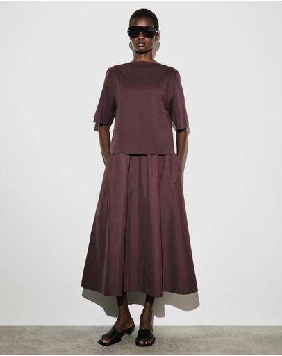 COS - Contrast-Panel Boat-Neck Midi Dress