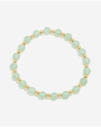 Lovisa - Waterproof Gold Plated Stainless Steel Green Beaded Stretch Bracelet