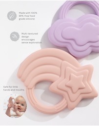 Playground - 2 Pack Silicone Teether - Stars & Cloud Pink