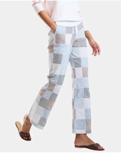 Cynthia Rowley - Seersucker Madras Cropped Trouser