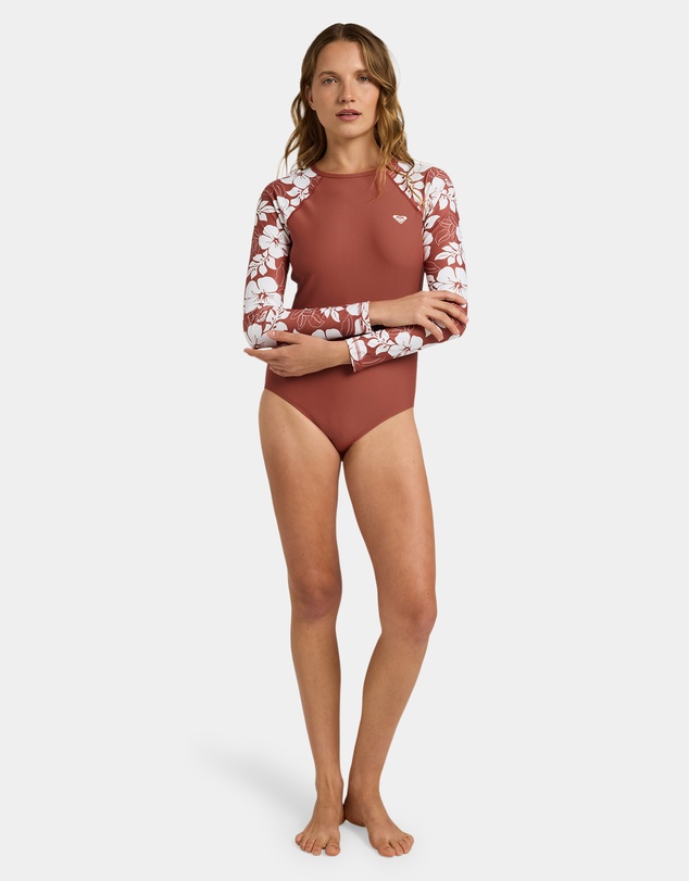 Roxy - Womens Basic Mix Long Sleeve One Piece Swimsuit