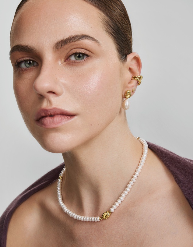 Ania Haie - Gold Glass Pearl Beaded Twist Station Necklace
