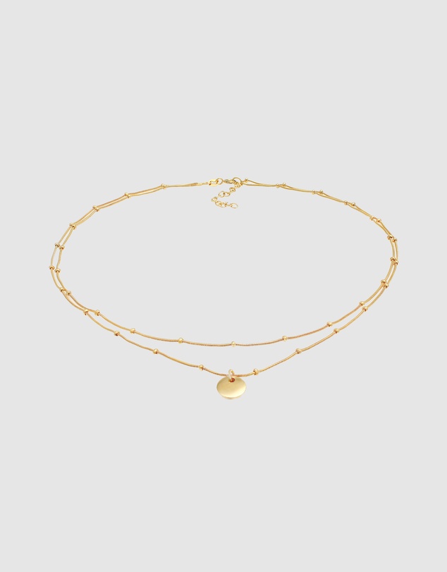 Elli Jewelry - Circle Choker Necklace in Gold-Plated 925 Silver