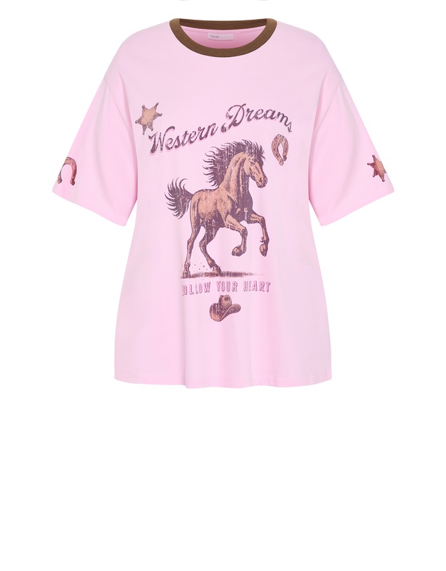 City Chic - Plus size Run Free Oversized Cotton Tee - pink