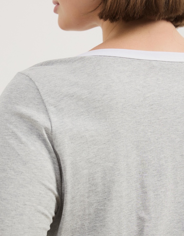 Atmos&Here Curvy - Contrast Long Sleeve Organic Cotton T-Shirt