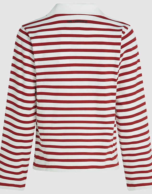 Karl Lagerfeld - Ikon Sketch Stripe Long Sleeve Polo Shirt
