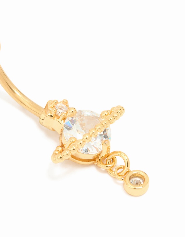 Lovisa - Gold Plated Titanium Cubic Zirconia Planet Belly Bar