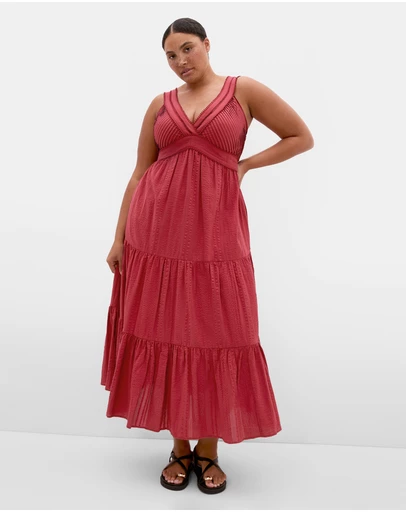 City Chic - Plus size Belle Trim Cotton Dress - sienna