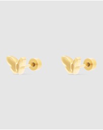 Wanderlust + Co - Butterfly Gold Flat Back Earrings