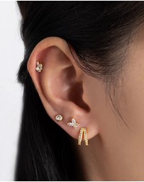 Wanderlust + Co - Trio Baguette Rainbow & Gold Flat Back Earring
