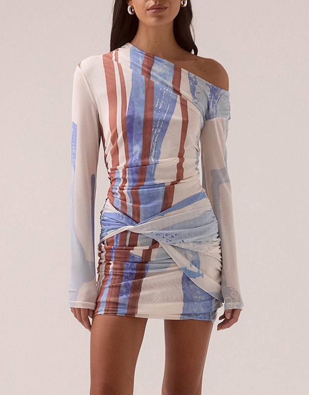 sovere rise mesh long sleeve dress SOVERE Rise Mesh Dress BLACK/CHALK / XS