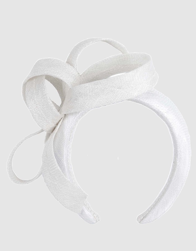 Max Alexander - White Sinamay Bow Racing Fascinator Headband