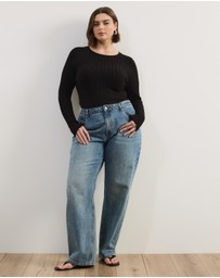 Atmos&Here Curvy - Rumi LS Fitted Rib Knit Top