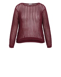 City Chic - Plus size Crochet Slouch Top - berry