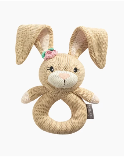 Living Textiles - Knitted Ring Rattle - Amelia the Bunny