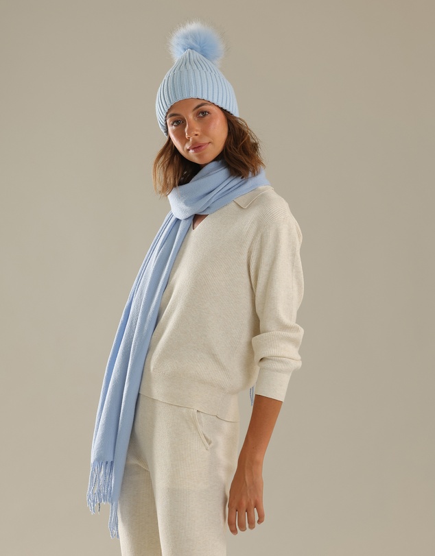 Morgan & Taylor - Valentine Wool-Blend Beanie in Pale Blue
