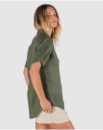 CAMIXA - REVERE Open Collar Short Sleeve Linen shirt