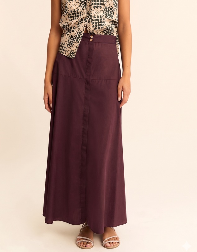 Emme - Plum Cotton Poplin Skirt
