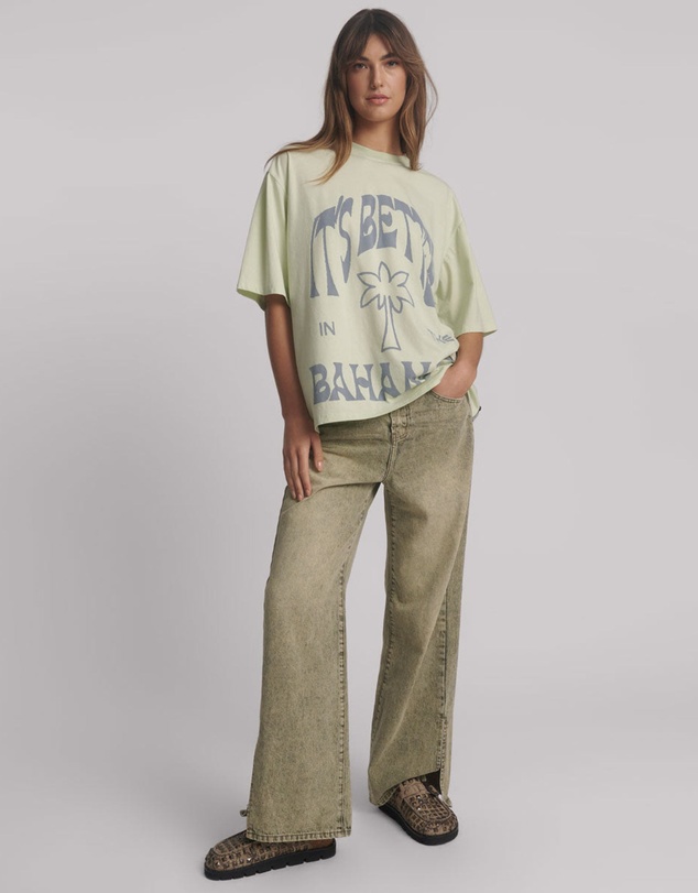 ONE TEASPOON - Its Better In The Bahamas Kobe Tee - Green Mist