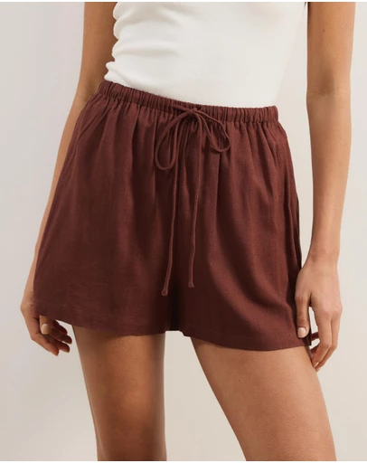 Atmos&Here - Tenley Drawstring Linen Blend Shorts