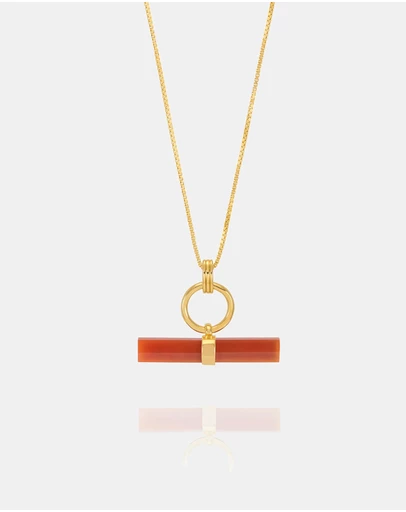 Rachel Jackson - Vitality Carnelian T-Bar Necklace