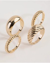 Lovisa - Gold Plated Twisted & Plain Ring Set