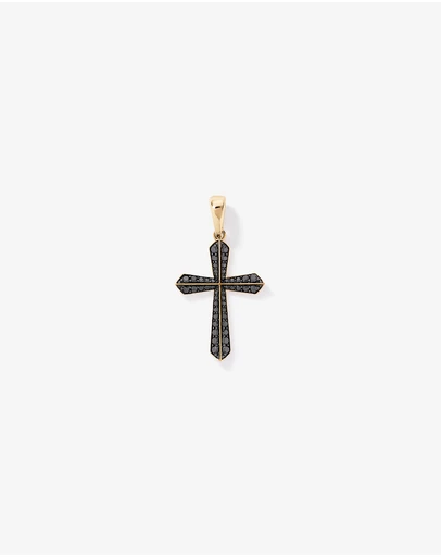 Michael Hill - 0.88 Carat TW Black Diamond Cross Pendant in 10kt Yellow Gold