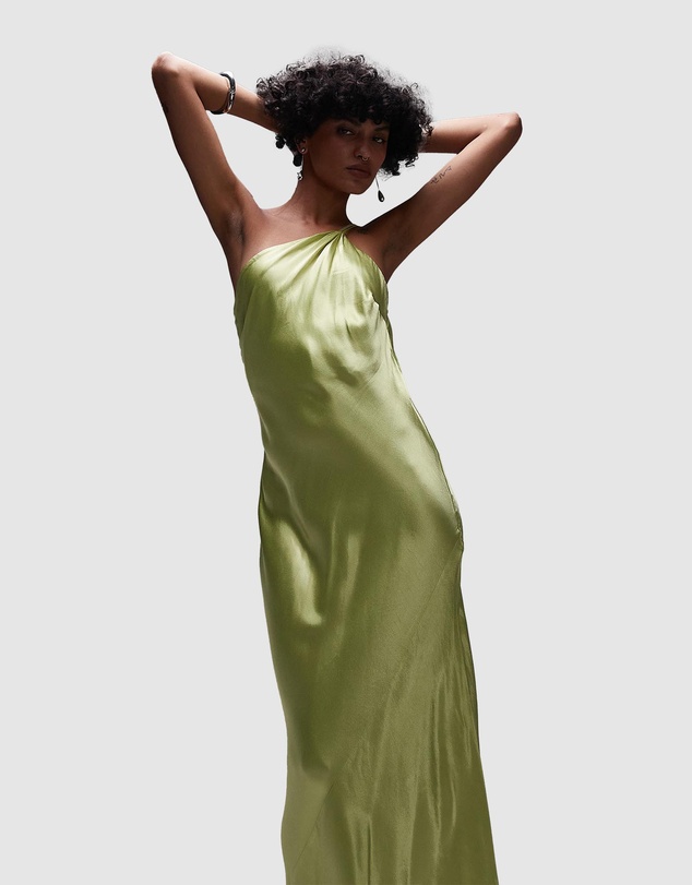TOPSHOP - Asymmetric One Shoulder Open Back Midi Occasion Dress