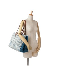 Pre-Loved by Azura Reborn - Pre-Loved chanel Denim Textile Handbag with Leather Trim and Chain Detail