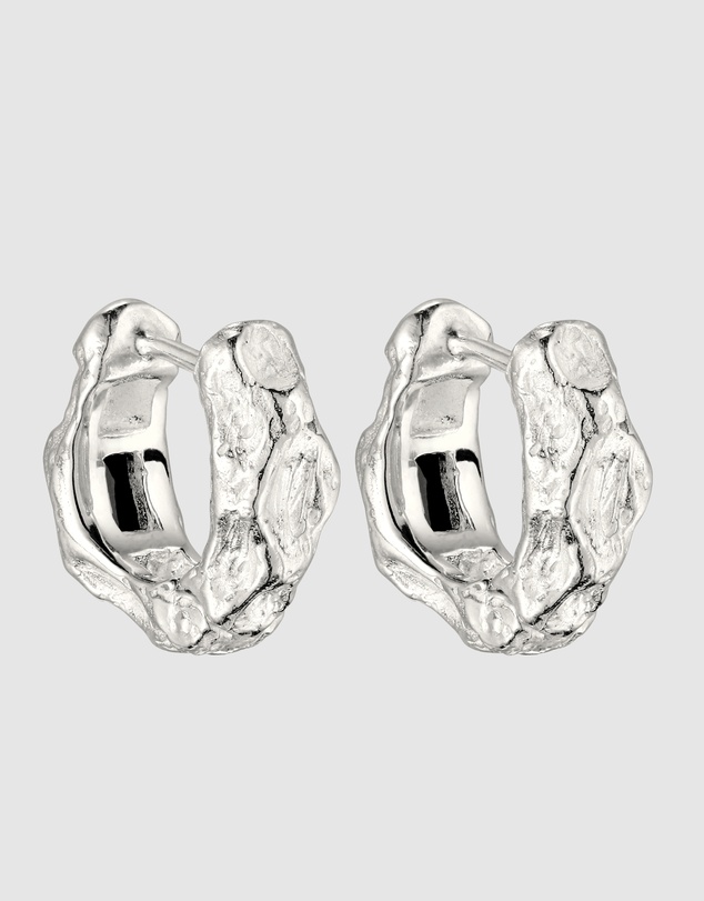 Haze & Glory - Textured Onyx Hoop Earrings in 925 Silver