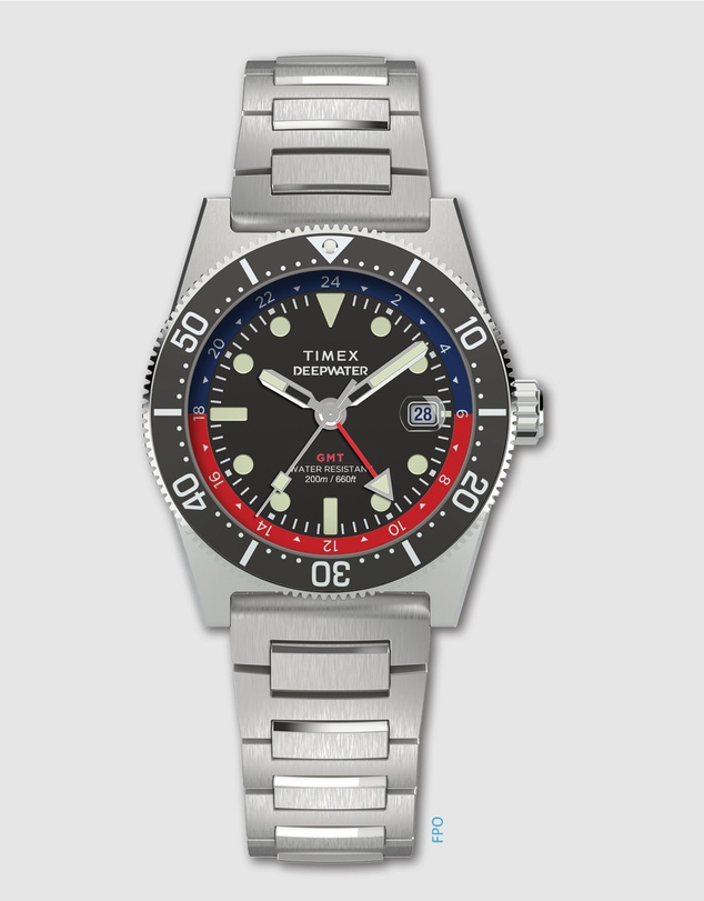 TIMEX - Deep Water Reef 200 GMT Black Dial Red RR Bracelet