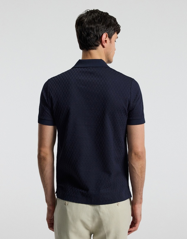 Calibre - Textured Open Neck Polo Navy