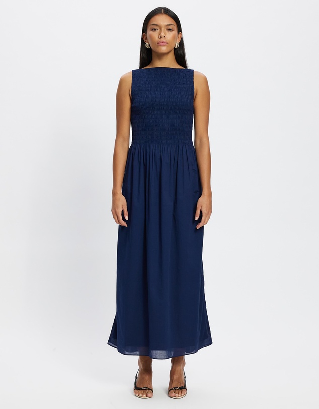 & Other Stories - Smocked Boatneck Midi Dress