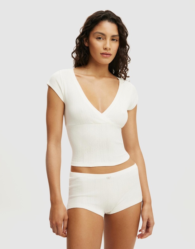 Cotton On Body - Dreamy Soft Pointelle Cross Over Tee