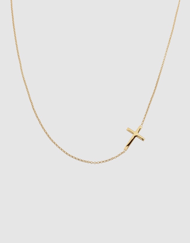Elli Jewelry - Sideways Cross Pendant Necklace in Gold-Plated 925 Silver