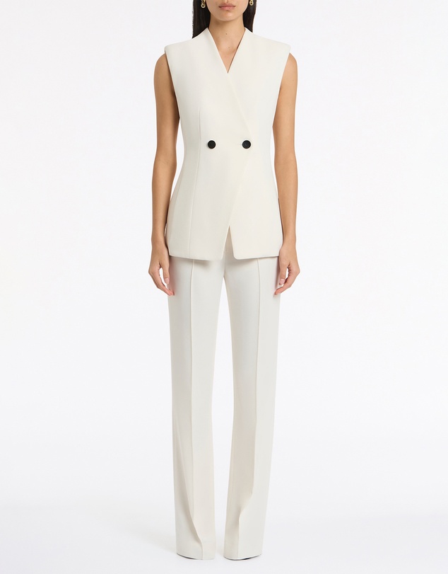 Carla Zampatti - Ivory Crepe Long Line Vest