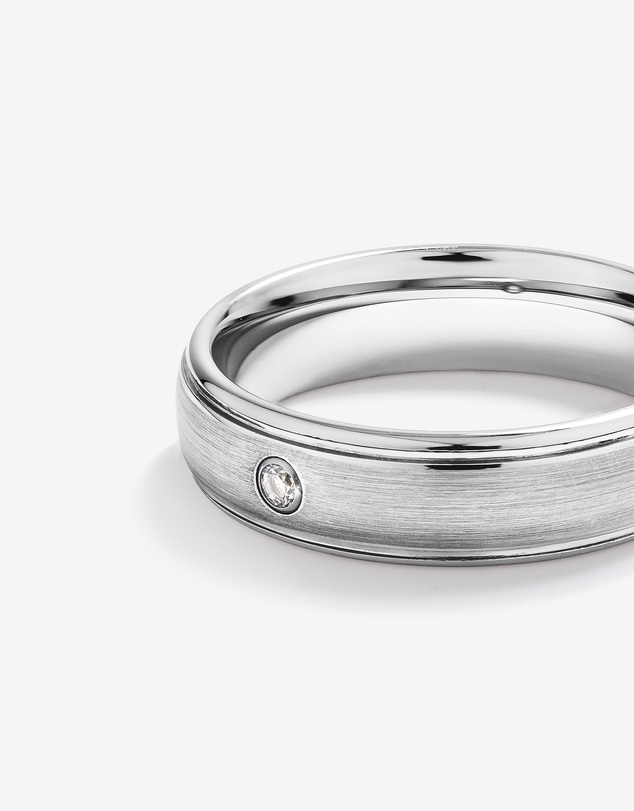 Michael Hill - 6mm Polished and Brushed Diamond Wedding Band in Tungsten
