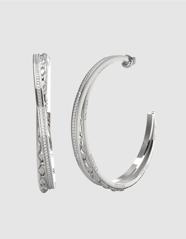 GUESS - Silver-Tone Stylish Guess Hoop Earrings
