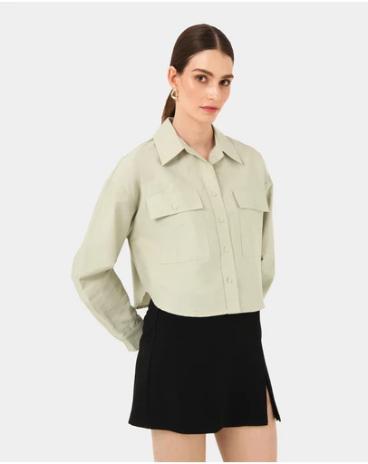 Forcast - Kyla Crop Pocket Shirt
