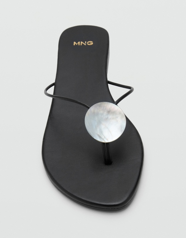 M.N.G - Leather Sandals with Shell Detail