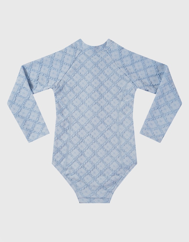 Aqua Blu Kids - Stepping Stones Blue Long Sleeve One Piece - Babies