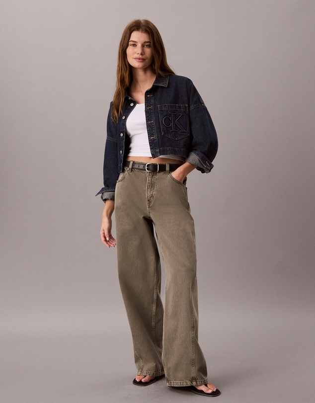 Calvin Klein Jeans - Monogram Logo Denim Cropped Shirt
