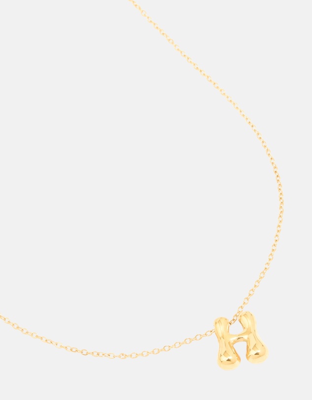 Lovisa - Waterproof Gold Plated Stainless Steel Large Bubble Letter H Necklace
