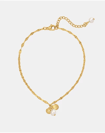 Zoe Olivia - Waterproof Shell & Pearl Link Anklet