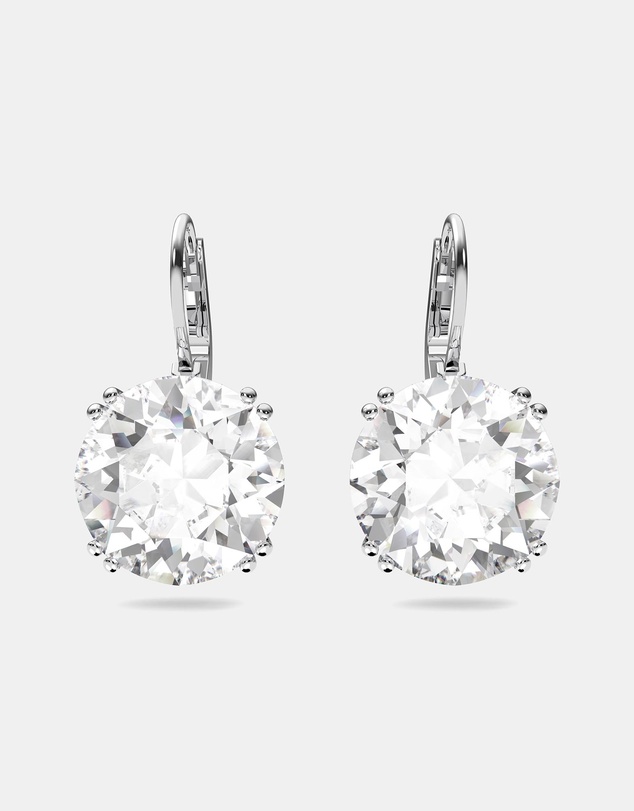Swarovski - Millenia drop earrings, Round cut, White, Rhodium plated