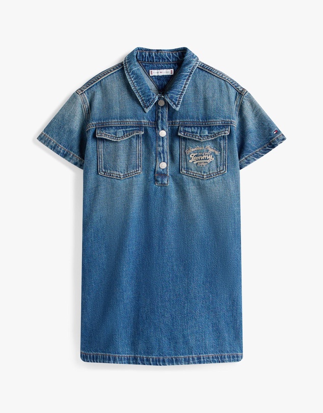 Tommy Hilfiger - Logo Embroidery SS Denim Dress - Teens