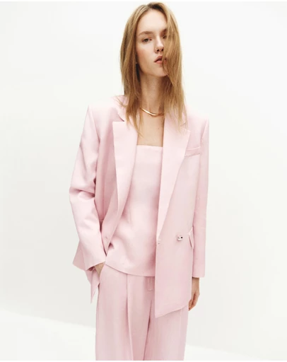 M.N.G - Linen-Blend Double-Breasted Suit Jacket