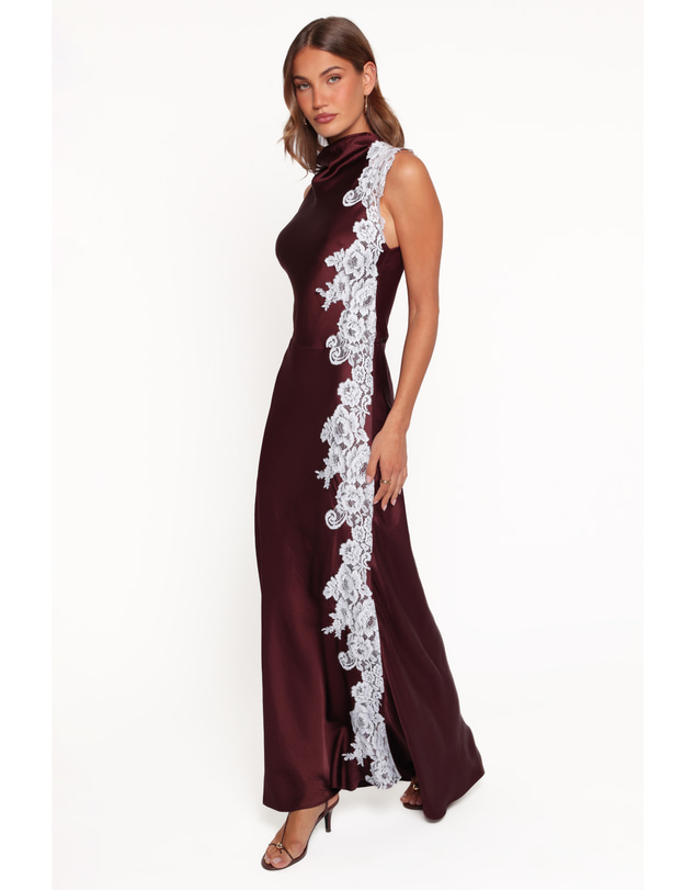 Petal & Pup - Lunita Halterneck Maxi Dress - Brown/Blue