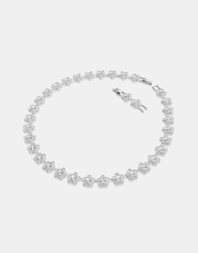 Swarovski - Ariana Grande X Swarovski Necklace, Round Cut, Flower, White, Rhodium Plated