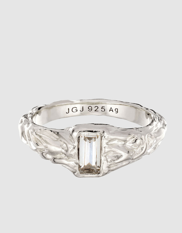 Elli Jewelry - Crumpled Topaz Signet Ring in 925 Silver
